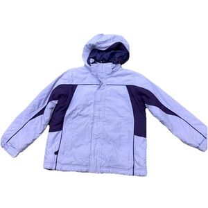 L.L. Bean Girls 3 in 1 Jacket Hooded Zip Colorblock Light Dark Purple L 14-16